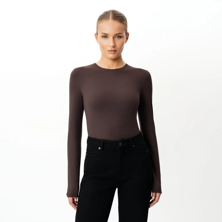 SİYAH SOFT UZUN KOLLU TİŞÖRT - CLAIM™ CLAIM™ Koyu Kahverengi / XS